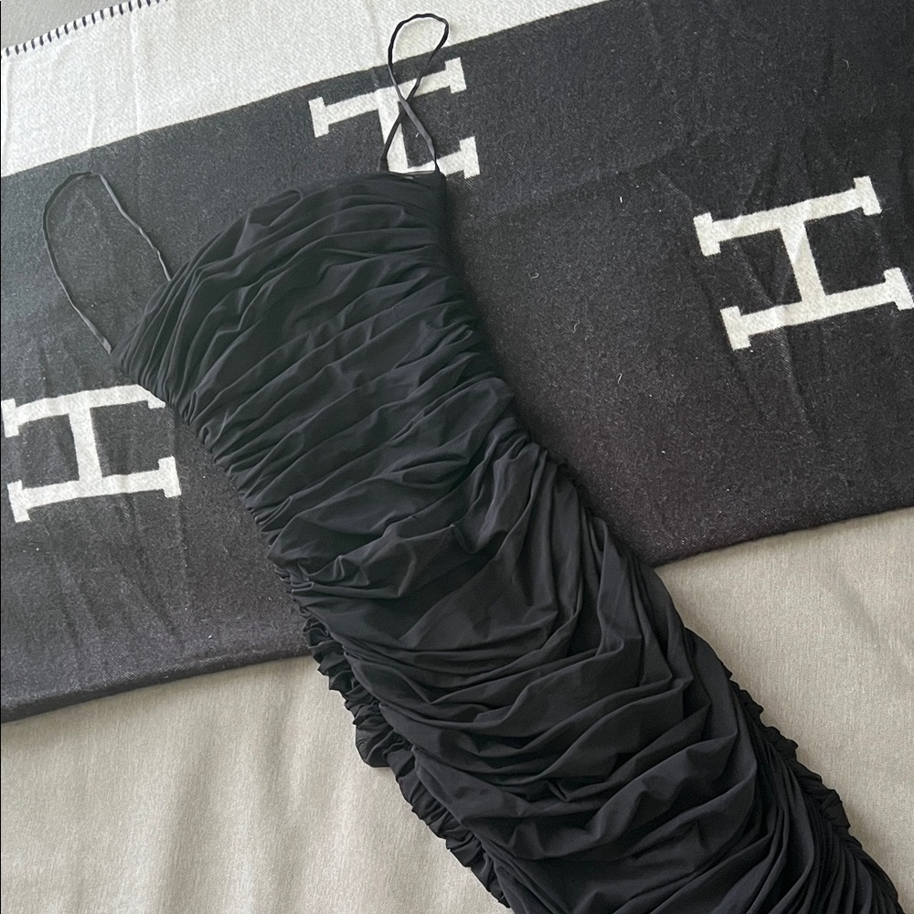 House of CB Black Ruched Maxi Dress